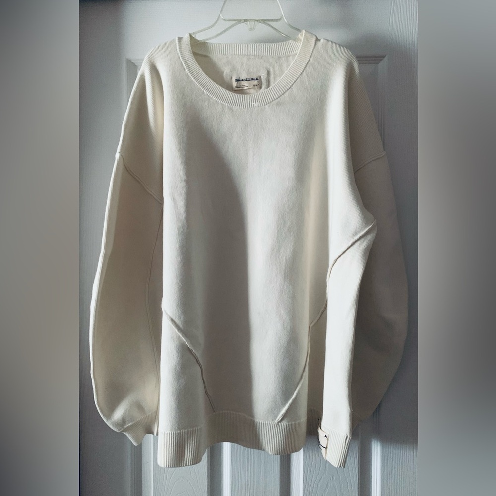 NEW Free People S We the Free We Sweater Tunic in Ivory White Oversized New - Picture 1 of 4